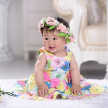 2015 novas meninas de verão vestido de sol flor Baby Casual Paty Dress para 2-6 anos Kid Dress